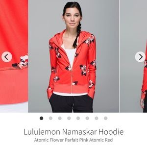 H67 Lululemon Namaskar Jacket Hoodie Orange Floral Atomic Flower Size 2